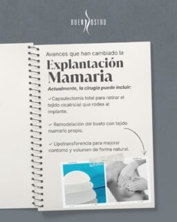 Hoy, la explantación mamaria puede acompañarse de técnicas que buscan mejorar el resultado y la recuperación del contorno natural.
Cada cuerpo necesita una valoración diferente. ✨
CE: 244898. AVISO DE PUBLICIDAD: 2414102002A00654