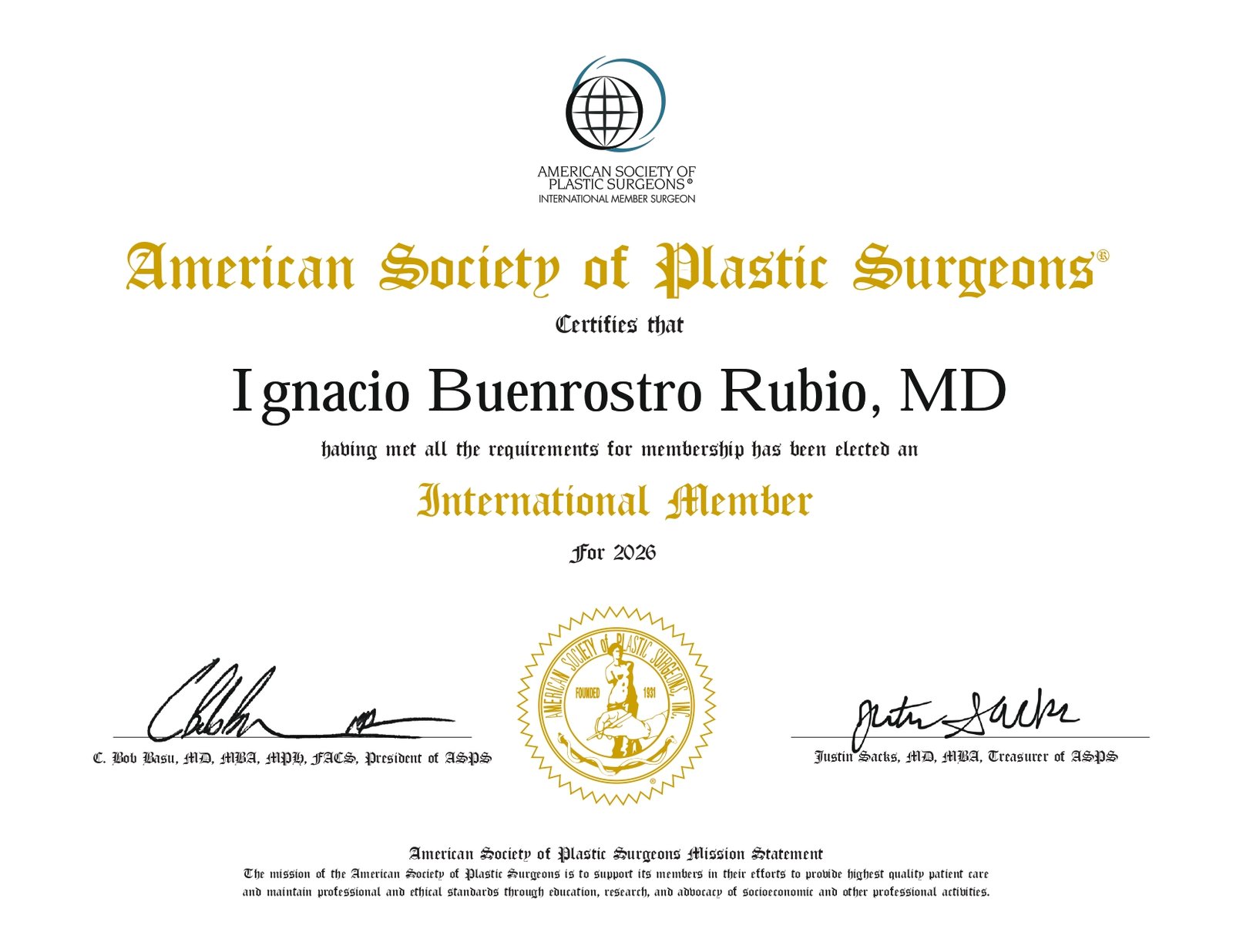 La preparación continua es parte esencial de una cirugía segura. 🩺

Me honra haber sido reconocido como International Member 2026 por la American Society of Plastic Surgeons, una distinción que reafirma mi compromiso con la actualización médica, el intercambio internacional de conocimientos y los más altos estándares profesionales en cirugía plástica.

Cada certificación representa una responsabilidad: continuar preparándome para brindar a mis pacientes una atención basada en conocimiento, experiencia y seguridad. 

#CirugíaPlástica #CirugíaSegura #PreparaciónContinua #TurismoMédico