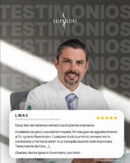 Cada paciente vive un proceso diferente, pero la confianza
siempre es fundamental. 🤍
Gracias por compartir tu experiencia y por permitirnos acompañarte durante una decisión tan importante.
Una atención cercana, información clara y un seguimiento adecuado también forman parte de una buena experiencia.
📲 ¿Estás considerando un procedimiento? Agenda una valoración.
CE: 244898. AVISO DE PUBLICIDAD: 2414102002A00654